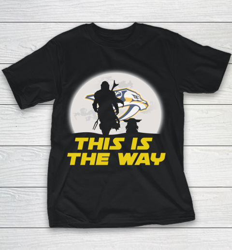 Nashville Predators NHL Ice Hockey Star Wars Yoda And Mandalorian This Is The Way Youth T-Shirt