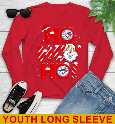 Toronto Blue Jays MLB Baseball Ho Ho Ho Santa Claus Merry Christmas Shirt Youth Long Sleeve 11