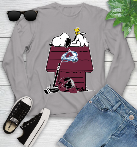 Colorado Avalanche NHL Hockey Snoopy Woodstock The Peanuts Movie Youth Long Sleeve 5