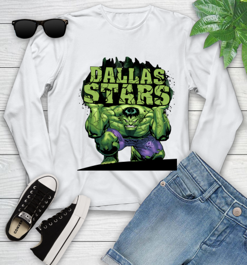 Dallas Stars NHL Hockey Incredible Hulk Marvel Avengers Sports Youth Long Sleeve