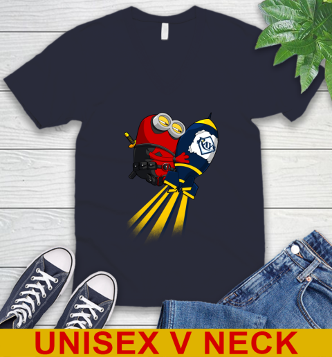 MLB Baseball Tampa Bay Rays Deadpool Minion Marvel Shirt V-Neck T-Shirt 2