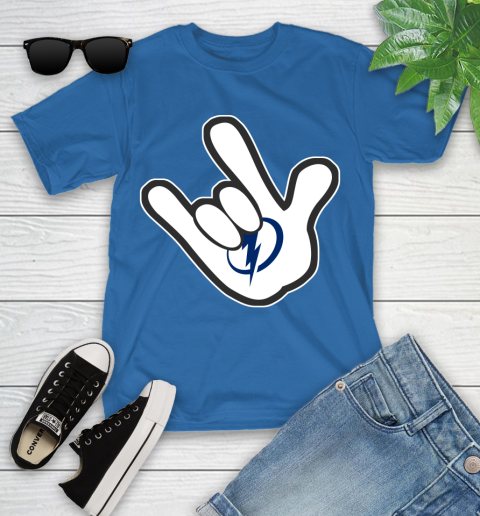 Tampa Bay Lightning NHL Hockey Mickey Rock Hand Disney Youth T-Shirt 9