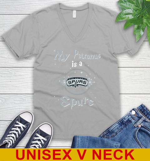 NBA Basketball Harry Potter My Patronus Is A San Antonio Spurs V-Neck T-Shirt 3
