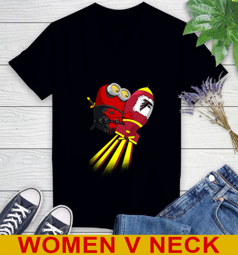 NFL Football Atlanta Falcons Deadpool Minion Marvel Shirt Women's V-Neck T-Shirt