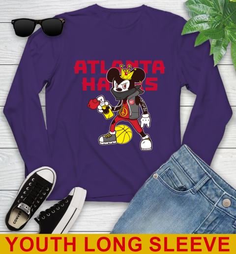 Atlanta Hawks NBA Basketball Mickey Peace Sign Sports Youth Long Sleeve 5