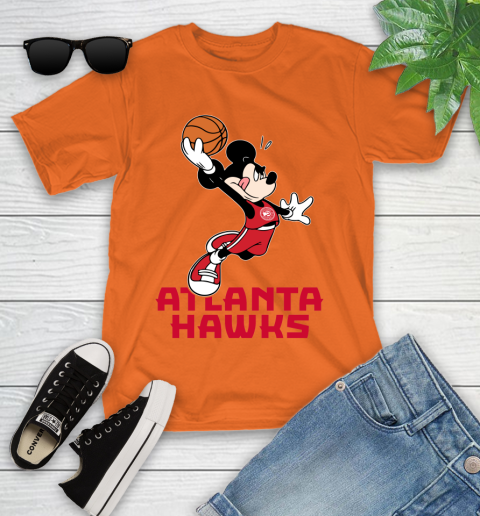 NBA Basketball Atlanta Hawks Cheerful Mickey Mouse Shirt Youth T-Shirt 7