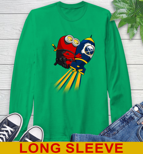NHL Hockey Buffalo Sabres Deadpool Minion Marvel Shirt Long Sleeve T-Shirt 8