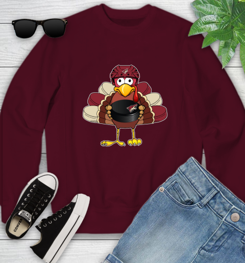 Arizona Coyotes Turkey Thanksgiving Day Youth Sweatshirt 5