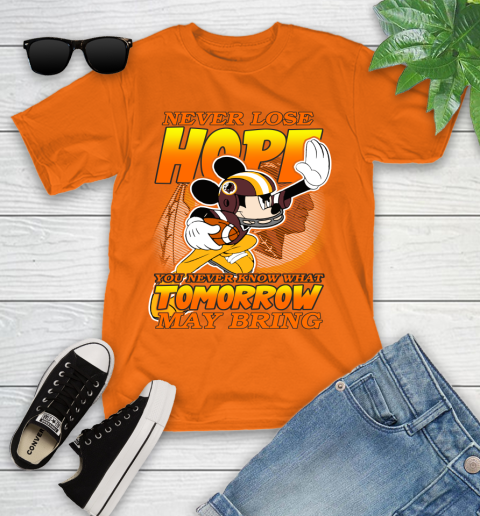 Washington Redskins NFL Football Mickey Disney Never Lose Hope Youth T-Shirt 9