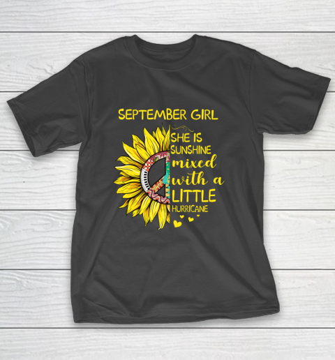 September Girl She is Sunshine Shirt Women Hippie Sunflower T-Shirt