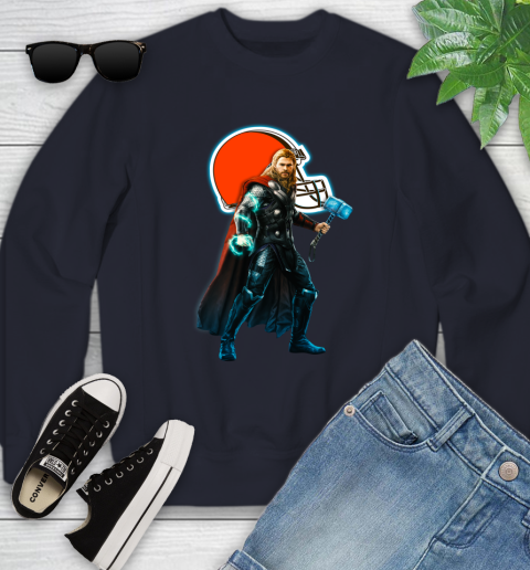 NFL Thor Avengers Endgame Football Cleveland Browns Youth Sweatshirt 3