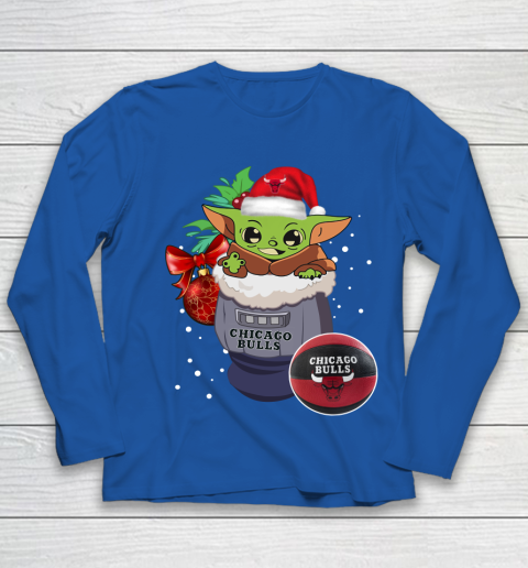 Chicago Bulls Christmas Baby Yoda Star Wars Funny Happy NBA Youth Long Sleeve 9