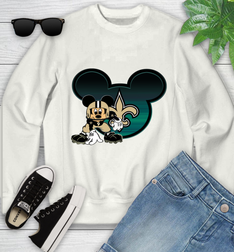NFL New Orleans Saints Mickey Mouse Disney Football T Shirt Youth Sweatshirt