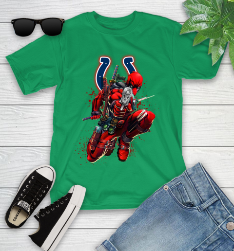 NFL Deadpool Marvel Comics Sports Football Indianapolis Colts Youth T-Shirt 6