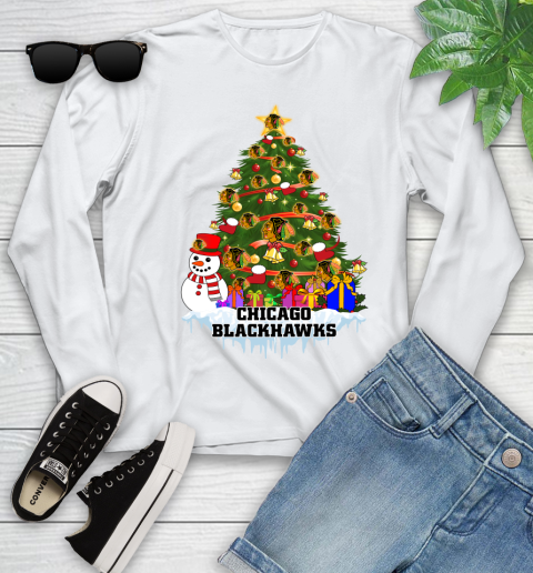 Chicago Blackhawks Merry Christmas NHL Hockey Sports Youth Long Sleeve