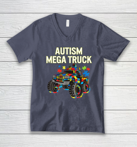 Autism Mega Truck Shirt Monster Truck Autism Awareness V-Neck T-Shirt 6