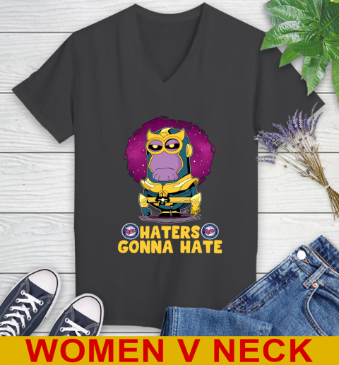 MLB Baseball Minnesota Twins Haters Gonna Hate Thanos Minion Marvel Shirt Women's V-Neck T-Shirt 10 MLB Baseball Minnesota Twins Haters Gonna Hate Thanos Minion Marvel Shirt Women's V-Neck T-Shirt - Image 10