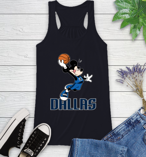 NBA Basketball Dallas Mavericks Cheerful Mickey Mouse Shirt Racerback Tank 9
