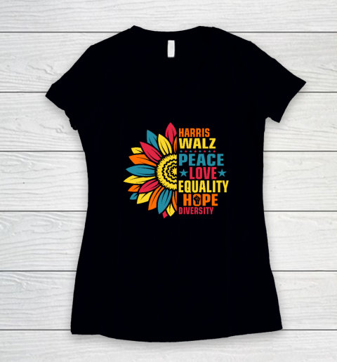 Equality Hope Diversity Kamala Harris Waltz Peace Love Women's V-Neck T-Shirt