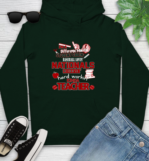 Washington Nationals MLB I'm A Difference Making Student Caring Baseball Loving Kinda Teacher Youth Hoodie 14