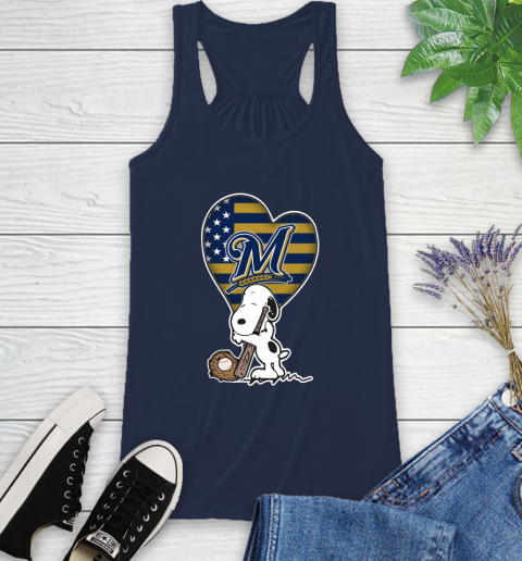 Milwaukee Brewers MLB Baseball The Peanuts Movie Adorable Snoopy (1) Racerback Tank 10