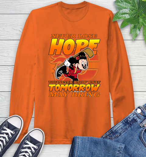 Calgary Flames NHL Hockey ootball Mickey Disney Never Lose Hope Long Sleeve T-Shirt 4