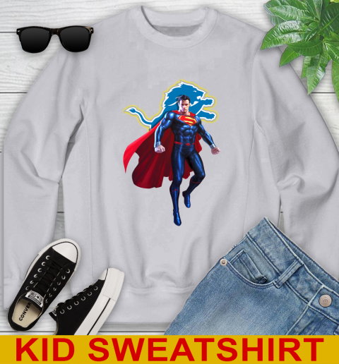 NFL Superman DC Sports Football Detroit Lions Youth Sweatshirt 4