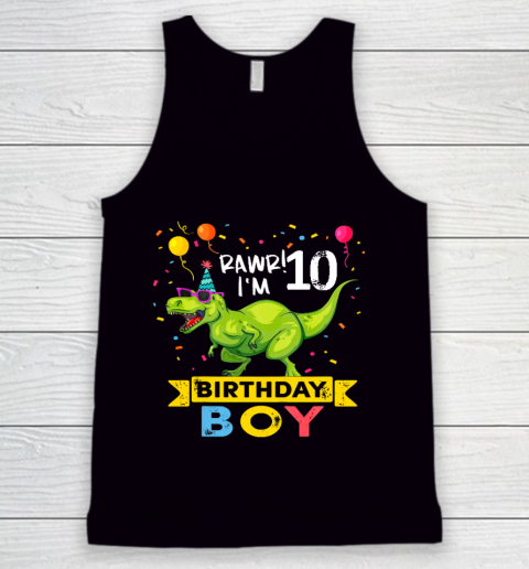 Kids 10 Year Old Shirt 2nd Birthday Boy T Rex Dinosaur Tank Top