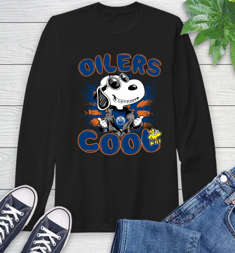 NHL Hockey Edmonton Oilers Cool Snoopy Shirt Long Sleeve T-Shirt