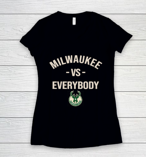 Milwaukee Bucks Vs Everybody Women's V-Neck T-Shirt
