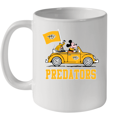 NHL Hockey Nashville Predators Pluto Mickey Driving Disney Shirt Ceramic Mug 11oz