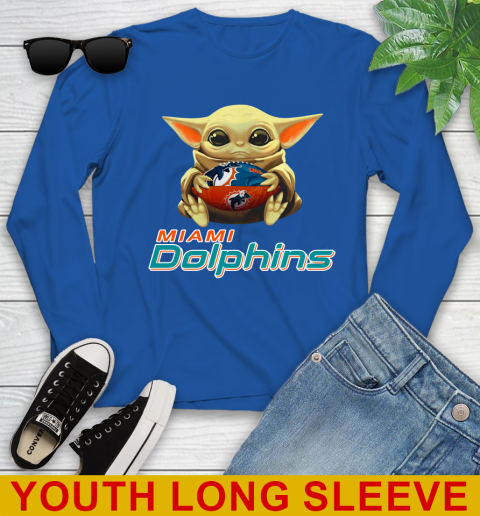 NFL Football Miami Dolphins Baby Yoda Star Wars Shirt Youth Long Sleeve 10