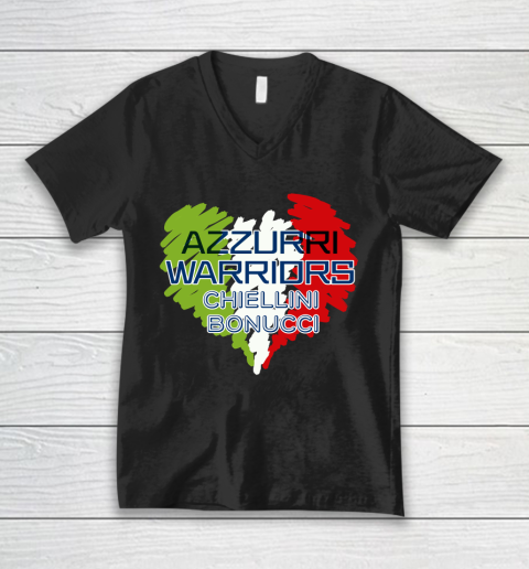 Italy Champions Euro 2020 AZZURRI Warriors Chiellini V-Neck T-Shirt