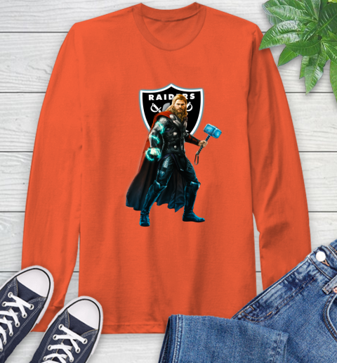 NFL Thor Avengers Endgame Football Oakland Raiders Long Sleeve T-Shirt 5