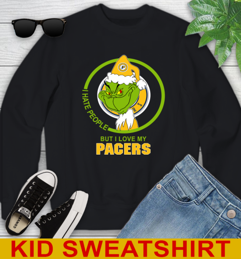 Indiana Pacers NBA Christmas Grinch I Hate People But I Love My Favorite Basketball Team Youth Sweatshirt 2