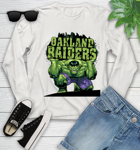 Oakland Raiders NFL Football Incredible Hulk Marvel Avengers Sports Youth Long Sleeve 12