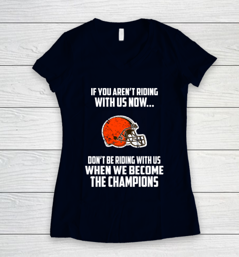 NFL Cleveland Browns Football We Become The Champions Women's V-Neck T-Shirt 2