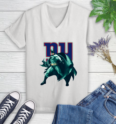 NFL Batman Football Sports New York Giants Women's V-Neck T-Shirt