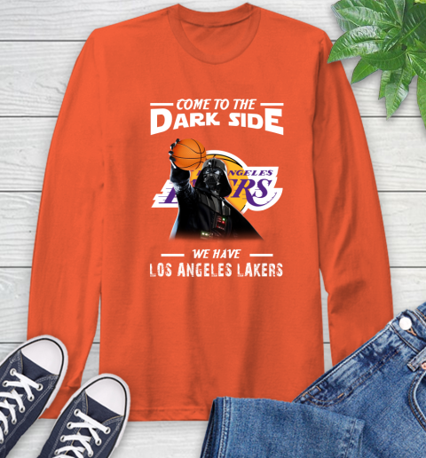 NBA Come To The Dark Side We Have Los Angeles Lakers Star Wars Darth Vader Basketball Long Sleeve T-Shirt 4