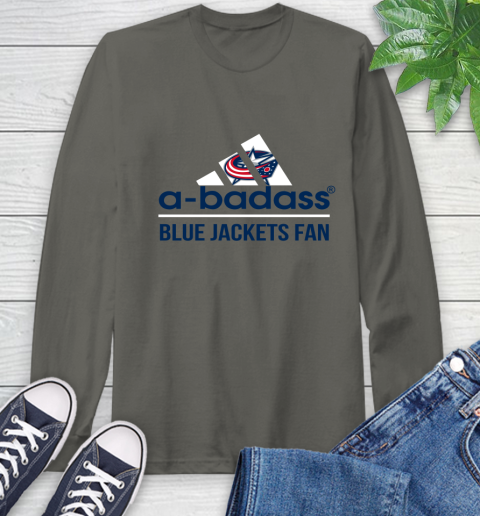 NHL A Badass Columbus Blue Jackets Fan Adidas Hockey Sports Long Sleeve T-Shirt 9