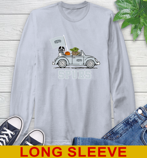 NBA Basketball San Antonio Spurs Darth Vader Baby Yoda Driving Star Wars Shirt Long Sleeve T-Shirt 6