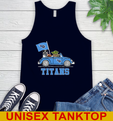 NFL Football Tennessee Titans Darth Vader Baby Yoda Driving Star Wars Shirt Tank Top 3