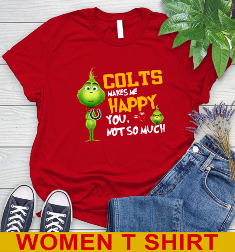 NFL Indianapolis Colts Makes Me Happy You Not So Much Grinch Football Sports Women's T-Shirt 11