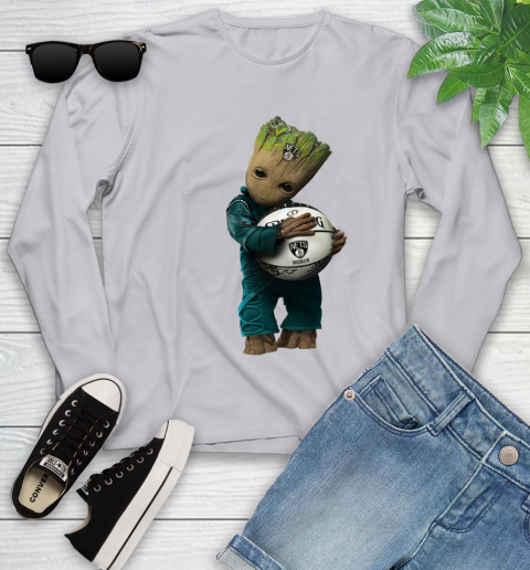 NBA Groot Guardians Of The Galaxy Basketball Sports Brooklyn Nets Youth Long Sleeve 5