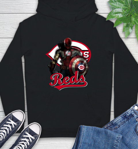 MLB Captain America Thor Spider Man Hawkeye Avengers Endgame Baseball Cincinnati Reds Hoodie 2