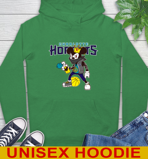 Charlotte Hornets NBA Basketball Mickey Peace Sign Sports Hoodie 8