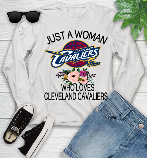 NBA Just A Woman Who Loves Cleveland Cavaliers Basketball Sports Youth Long Sleeve