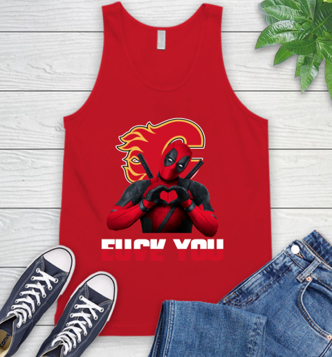 NHL Calgary Flames Deadpool Love You Fuck You Hockey Sports Tank Top 5