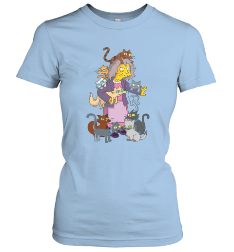 qv3n the simpsons crazy cat lady eleanor abernathy shirts ladies t shirt 20 front light blue