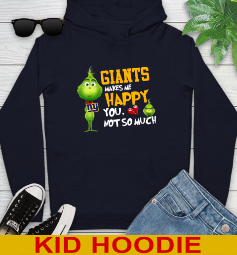 NFL New York Giants Makes Me Happy You Not So Much Grinch Football Sports Youth Hoodie 3